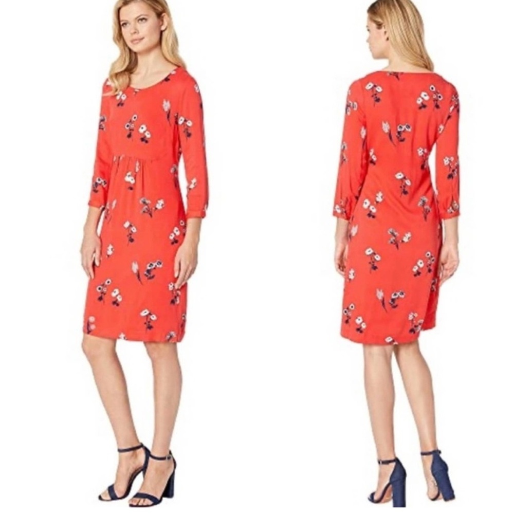 Joules Red Floral Long Sleeve Dress